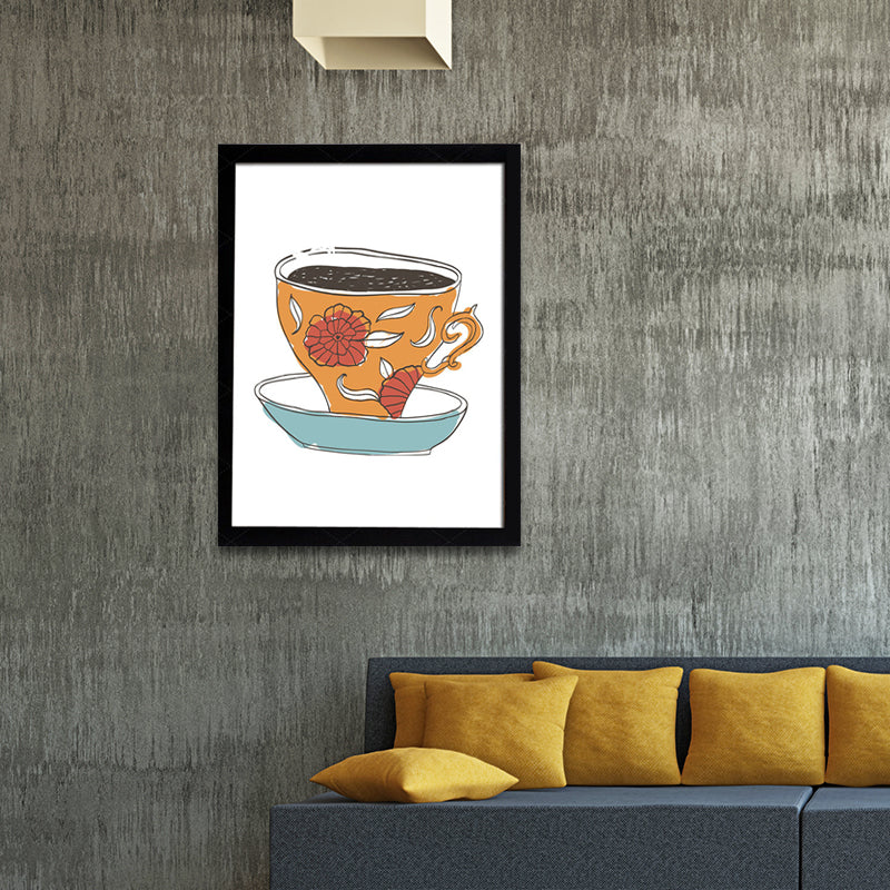 Brehn | Kaffeetassen-Diät Wandkunst Traditioneller strukturierter Leinwanddruck in hellen Farben für die Küche