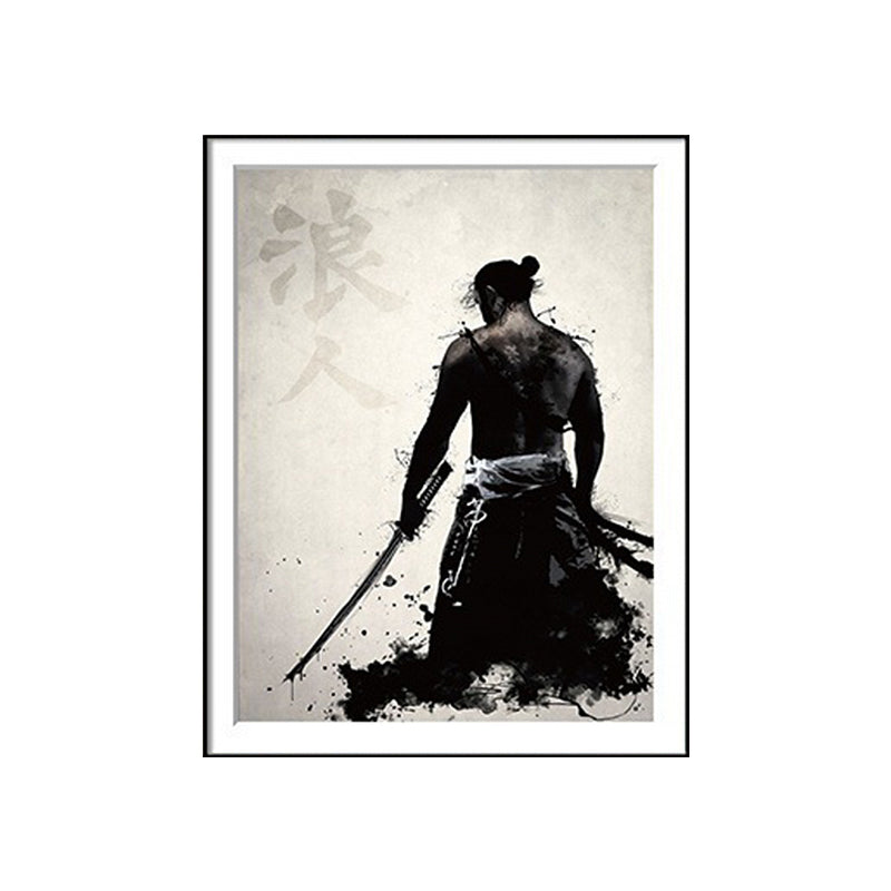 Brehn | Asiatische Krieger Malerei Leinwand Dekorative Schwarze Wandkunst Druck für das Wohnzimmer, Verschiedene Größen
