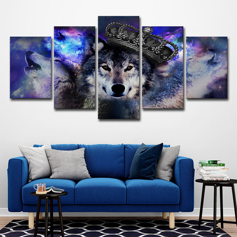Brehn | Digitale Druck Wölfe Wandkunst Lila Modernismus Leinwand für Wohnzimmer, Mehrteilig