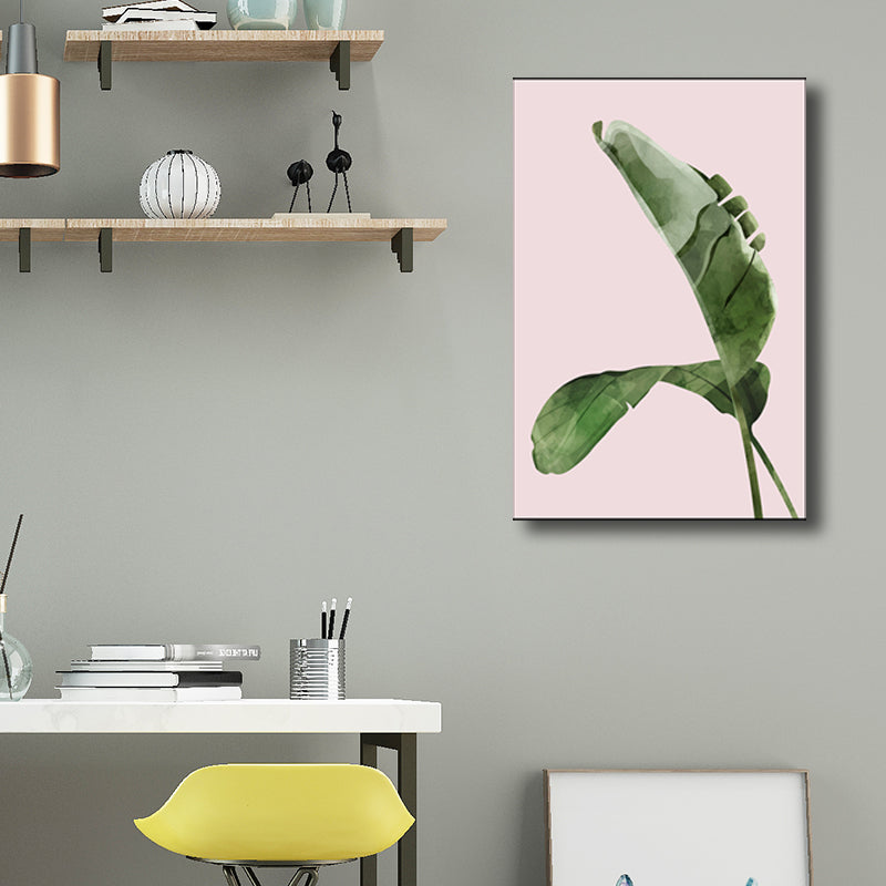 Brehn | Nordic Style Botanisches Blattmalerei Leinwand Texturiertes Grünes Wandkunst für Gästezimmer
