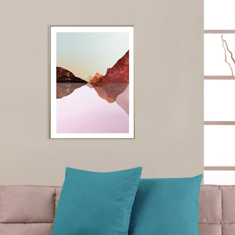 Brehn | Pastell Berglandschaft Leinwand Kunst Texturiert Moderner Stil Esszimmer Wand Dekoration