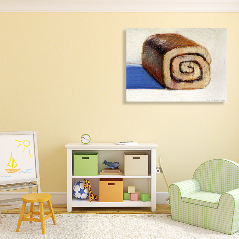Brehn | Roll Cake Malerei Braune Leinwand Wandkunst Druck Texturiert, Mehrere Größen Verfügbar