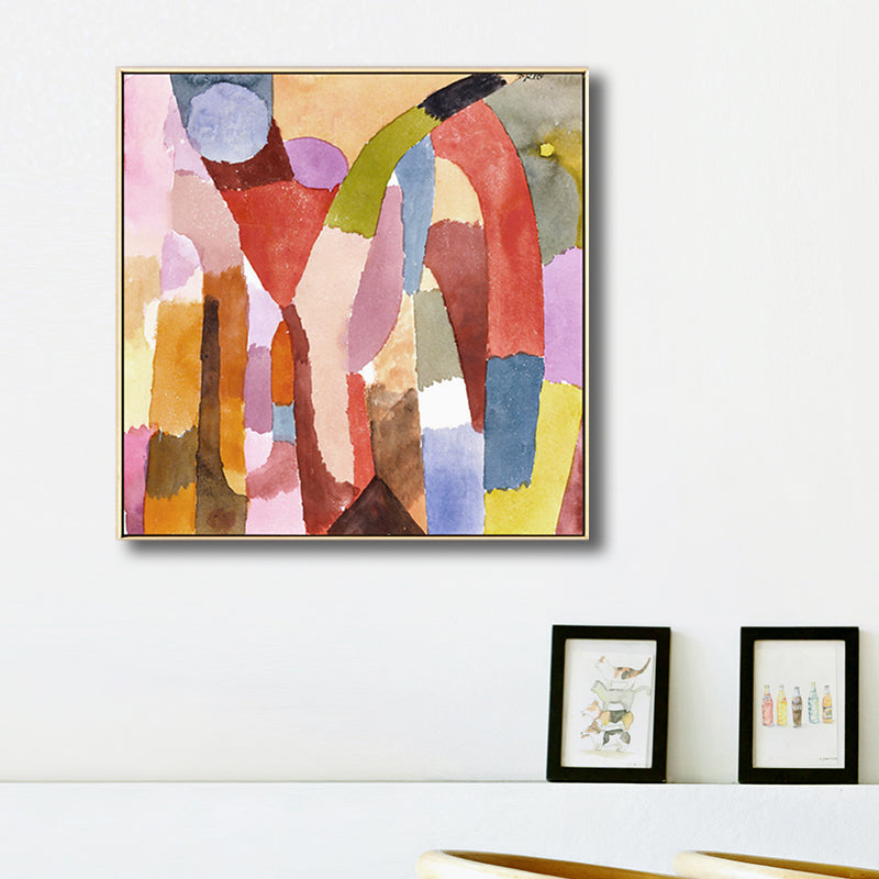 Brehn | Traditionelle Geometrische Malerei Leinwand Texturiert Pastellfarbe Quadratische Wanddekoration für das Wohnzimmer