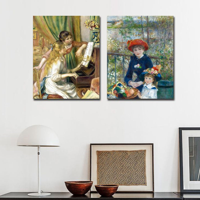 Brehn | Leinwand Texturiert Kunstdruck Impressionismus Stil Klavier und Mädchen Gemälde, Mehrere Größen