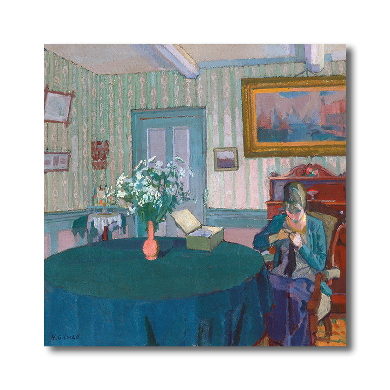 Brehn | Säubernde Frauen Malerei Blaue Leinwand Wandkunst Druck Texturiert, Verschiedene Größen Verfügbar