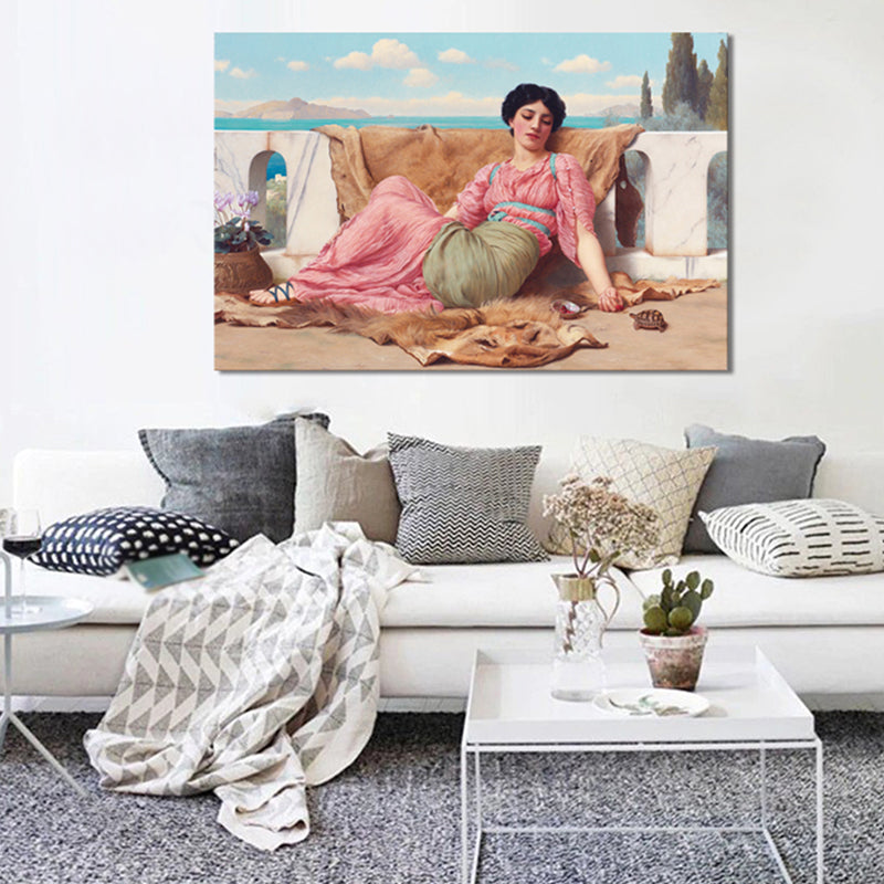Brehn | Impressionismus Sitzendes Mädchen Wanddekor Leinwand Rosa Figur Kunstdruck, Mehrere Größen
