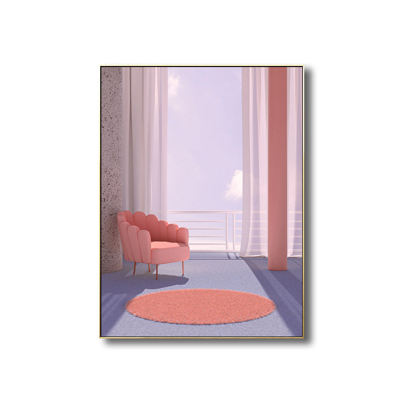 Brehn | Gordijn en Raam Scene Canvas voor Eetkamer in Lichte Kleur, Meerdere Maat Opties