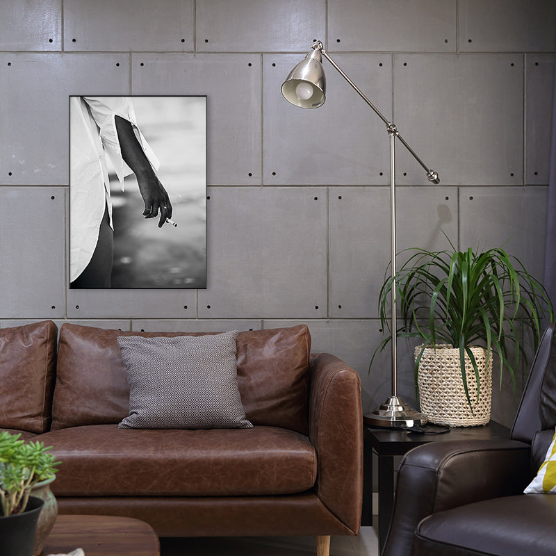Brehn | Rauchen Nahaufnahme Landschaft Malerei Schwarze Leinwand Wandkunst Druck Texturiert, Mehrere Größen