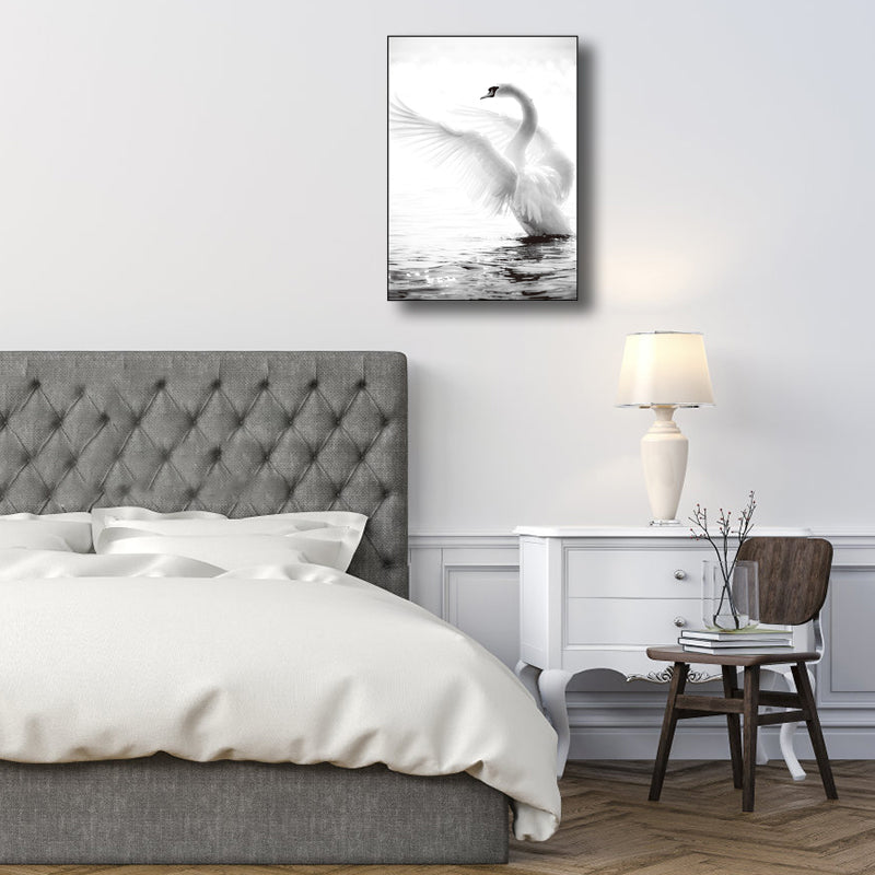 Brehn | Vintage Style Schwan Wanddecor Jungen Schlafzimmer Leinwanddruck in Grau, Verschiedene Größen