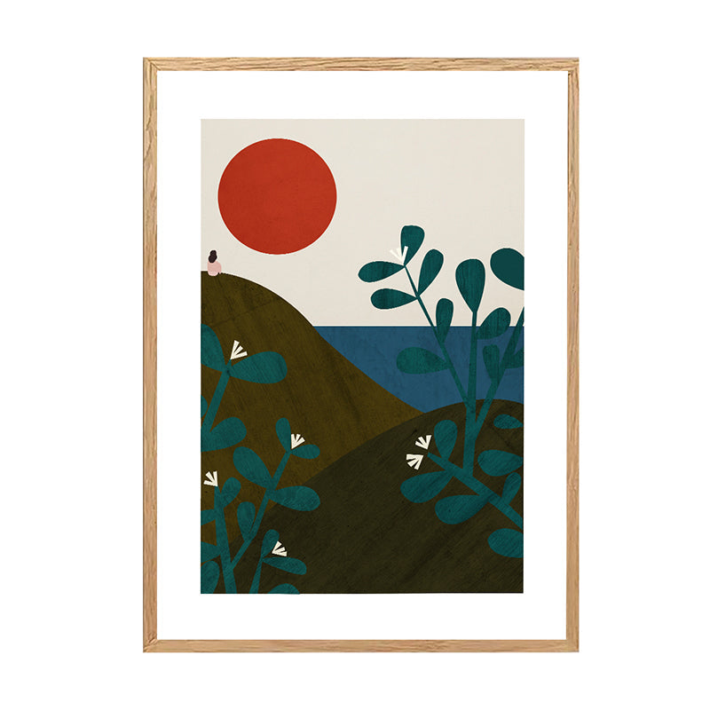 Brehn | Sonnenaufgang Bergszene Wandkunst Set Braun Skandinavischer Stil Leinwand für Wohnzimmer