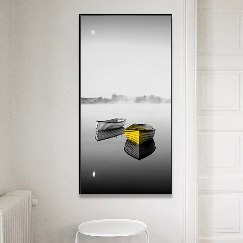 Brehn | Contemporary Boot Wanddecoratie Canvas Grijs Transport Kunstafdruk, Meerdere Maten