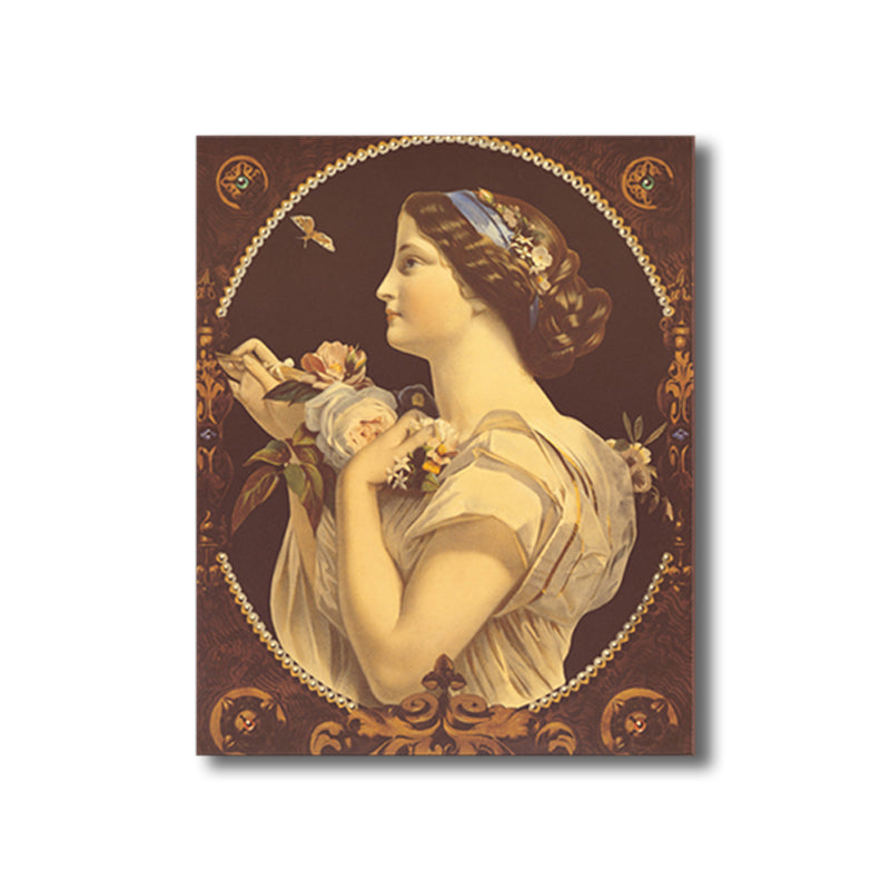Brehn | Art Nouveau Stil Mädchen Leinwand Pastellfarbe Texturiert Wandkunst Dekor für Wohnzimmer