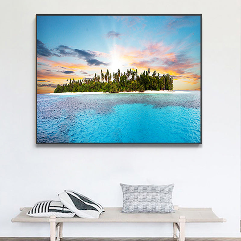 Brehn | St stunning tropisches Strand Leinwand Hotel Fotografie Druck Seascape Wandkunst Dekor in Blau
