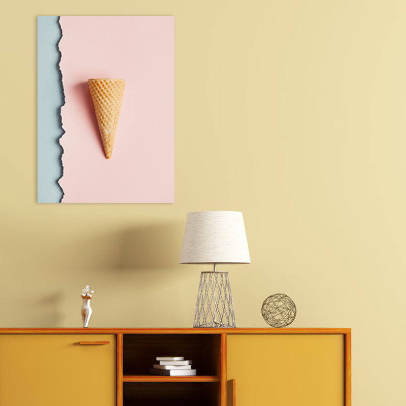 Brehn | Pink Ice-Cream Cone Painting Textured Wall Art Print für Gästezimmer, mehrere Größen