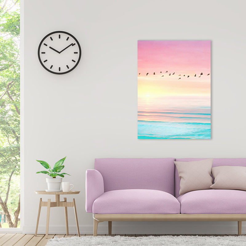 Brehn | Zeitgenössisches Vogel- und Himmelgemälde Leinwand Rosa Fotografie Wandkunst Dekor, Mehrere Größen