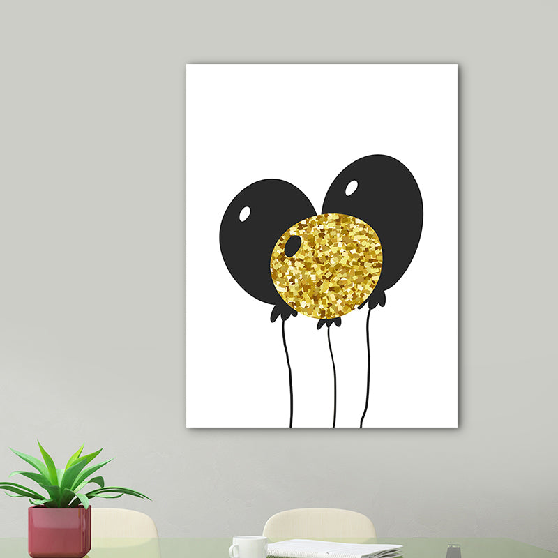 Brehn | Texturiertes Ballonleinwand Skandinavisches Wandkunst-Druck in Schwarz für Kinderzimmer, Mehrere Größen