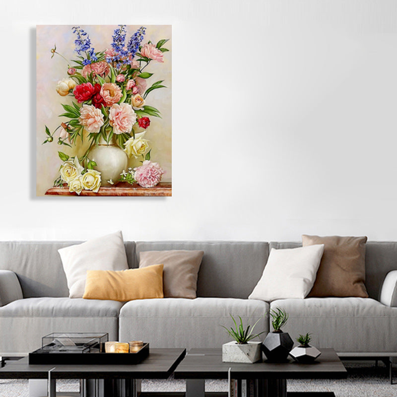 Brehn | Blumenmuster Wanddekoration Impressionismus Stil Leinwand Texturierte Kunstdruck in Sanften Farben