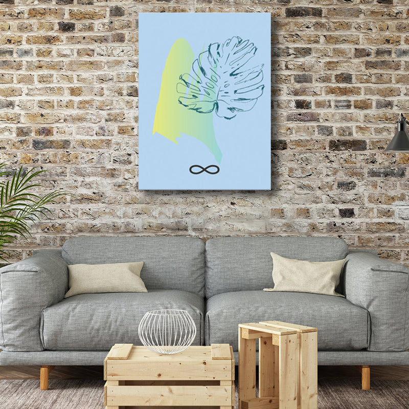 Brehn | Blaue Laubkunst Druck Botanisch Nordisch Texturiert Eingewickelte Leinwand für Wohnzimmer