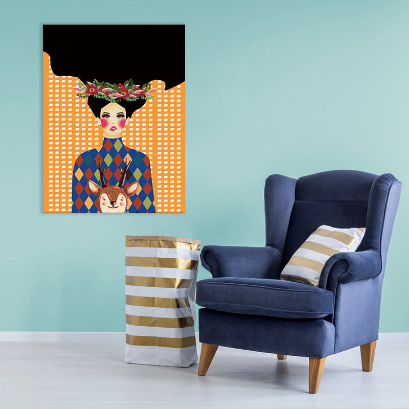 Brehn | Illustration Undercover Maid Leinwanddruck Wohnzimmer Mode Wandkunst in Pastellfarbe