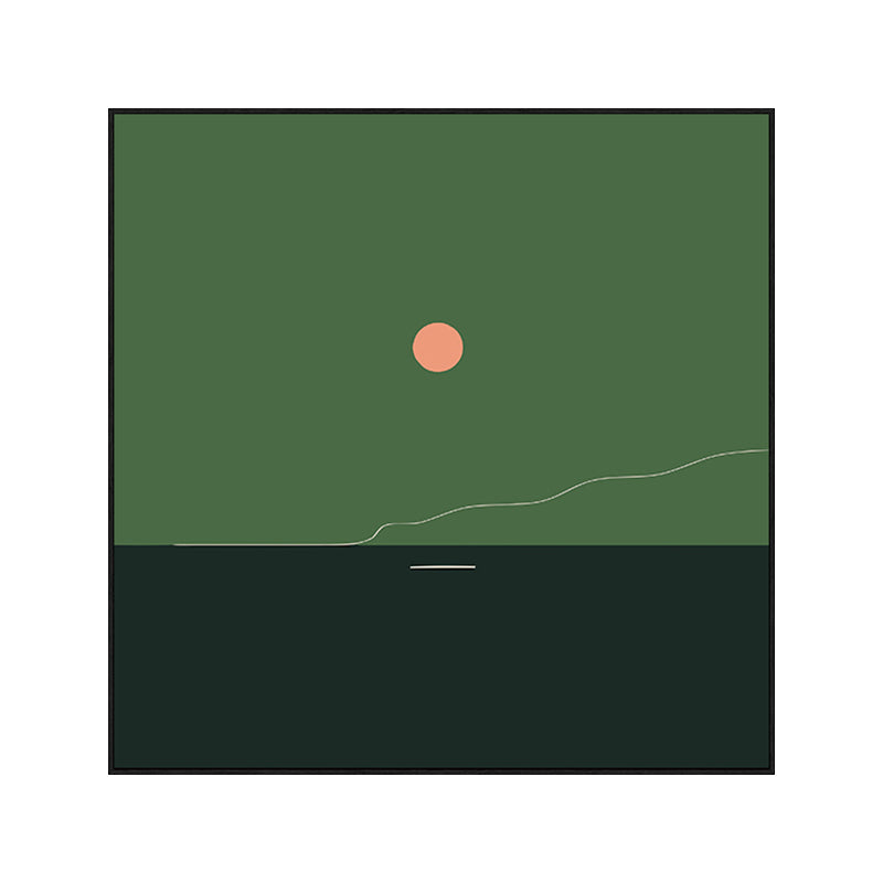 Brehn | Grüne Minimalismus Wandkunst Illustration Landschaft Leinwanddruck für die Wohnungseinrichtung, mehrere Größen