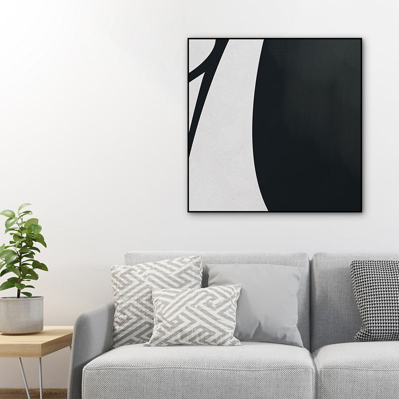 Brehn | Minimalistische abstrakte Zeichnung Leinwand Kunst Haus Innenraum Wand Dekoration in Schwarz und Grau