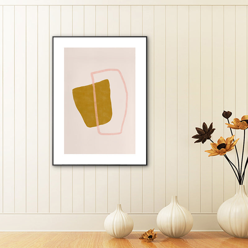Brehn | Minimalistische geometrische Wandkunst Druck Gelb und Pink Texturiertes Canvas für das Wohnzimmer