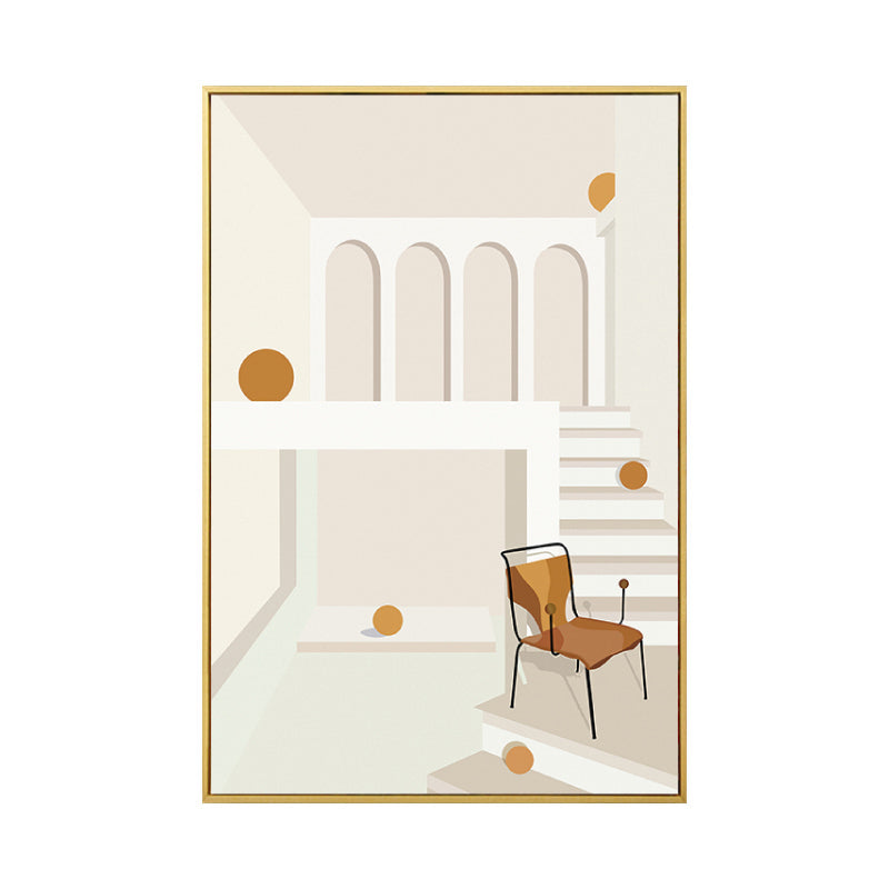 Brehn | Haus Innenansicht Wandkunst Wohnzimmer Architekturzeichnung Leinwand in sanften Farben für Dekor