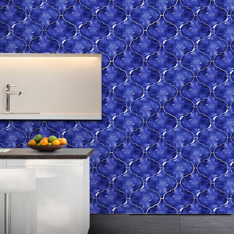 Brehn | Dunkelblau Ogee Tapetenpaneelset Peeling und Kleben Bohemian Küche Wandverkleidung