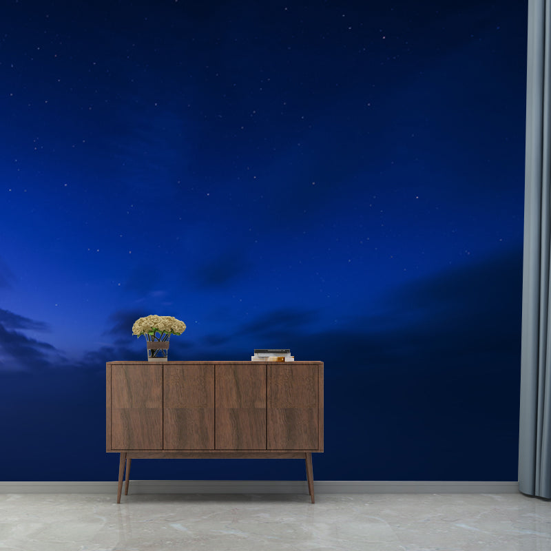 Brehn | Sterrenhemel Wallpaper Blauw-Zwart Moderne Wandbekleding voor de Woonkamer, Vochtbestendig