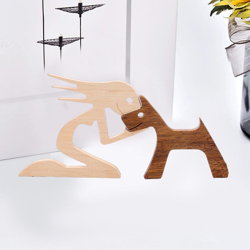 Brehn | Geschenk für Tierliebhaber - Holzskulptur Tisch Ornamente - Die Liebe zwischen Ihnen und Ihrem pelzigen Freund