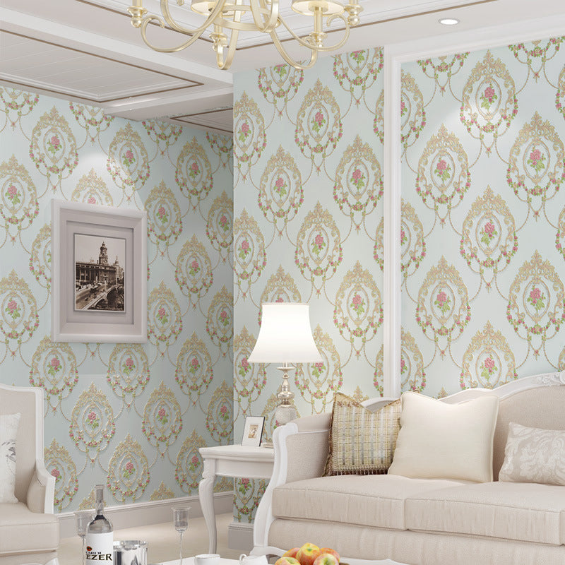 Brehn | Pastel Kleur 3D Geëtste Bloem Decoratieve Niet-Gelijmde Behang, 33' x 20.5"