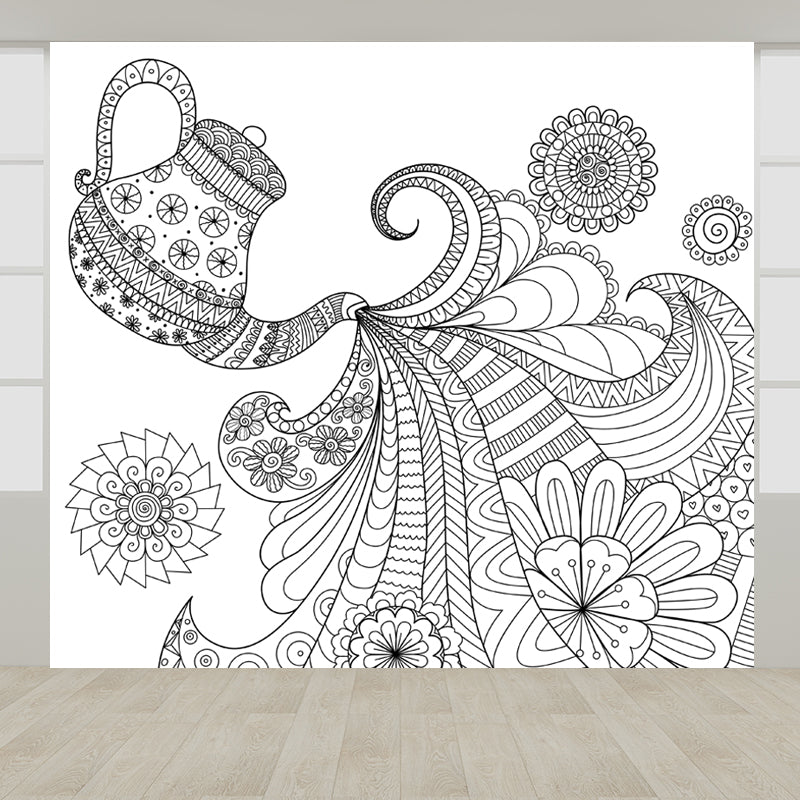 Brehn | Kinderen Fantasy Geheim Tuin Muur Decal Zwart-wit Waterdichte Wandkunst voor Kamer