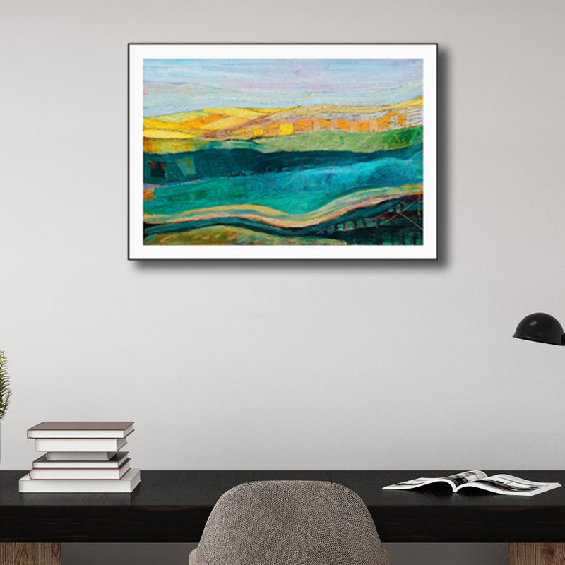Brehn | Fantastischer Farmview-Leinwand-Haus-Innenansichten-Wandkunst-Druck in sanften Farben
