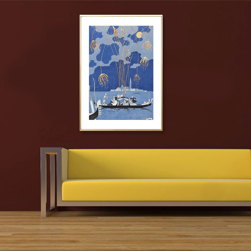 Brehn | Asiatische Malerei Druck Pavilion Leinwand Kunst Pastell Familienzimmer Wanddekoration, Texturiert