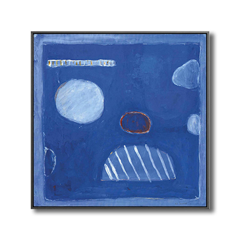 Brehn | Blaue geometrische Leinwand Wandkunst abstrakte minimalistische strukturierte Wanddekoration für den Raum