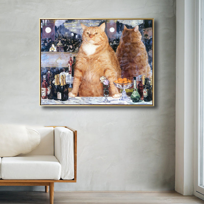 Brehn | Illustration Dicke Katze Wandkunst Druck Sanfte Farbe Modernes Wanddekor für Esszimmer