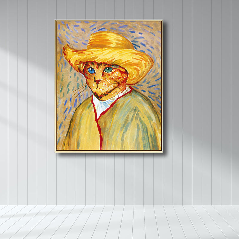 Brehn | Mixed Media Moderne Kunst Druck mit Spoof Van Gogh Selbstporträt Muster in Dunkler Farbe