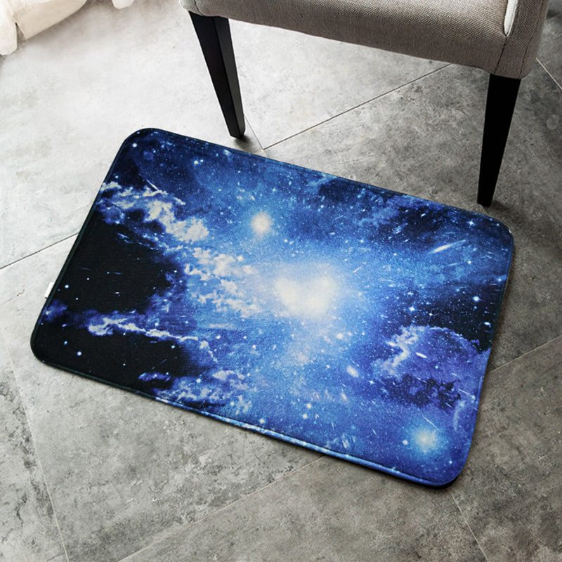 Brehn | Creatieve Blauwe Hedendaagse Tapijt Polyester Melkwegpatroon Tapijt Wasbaar Hondvriendelijk Antislip Vloerkleed voor Kinderkamer