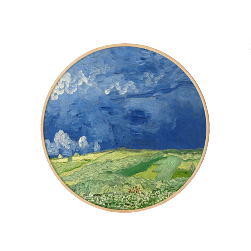 Brehn | Gemälde Farmfeld Landschaft Kunstdruck Impressionismus Leinwand Wanddekoration in sanften Farben für den Raum