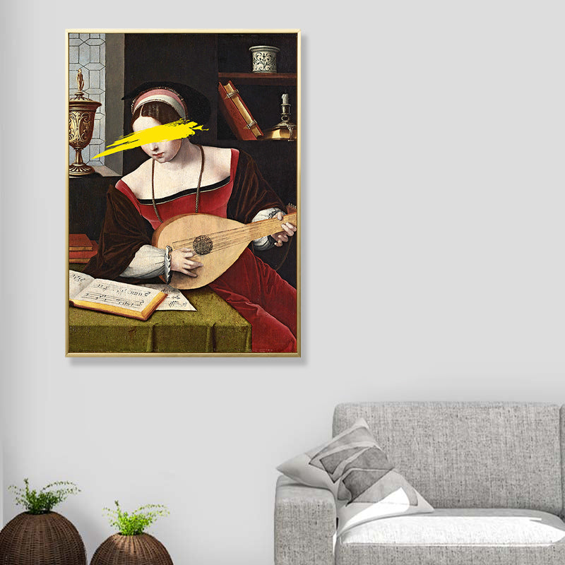 Brehn | Frau in Rot Wandkunst Musikalisches Funky Texturiertes Gemälde für das Wohnzimmer, Mehrere Größen