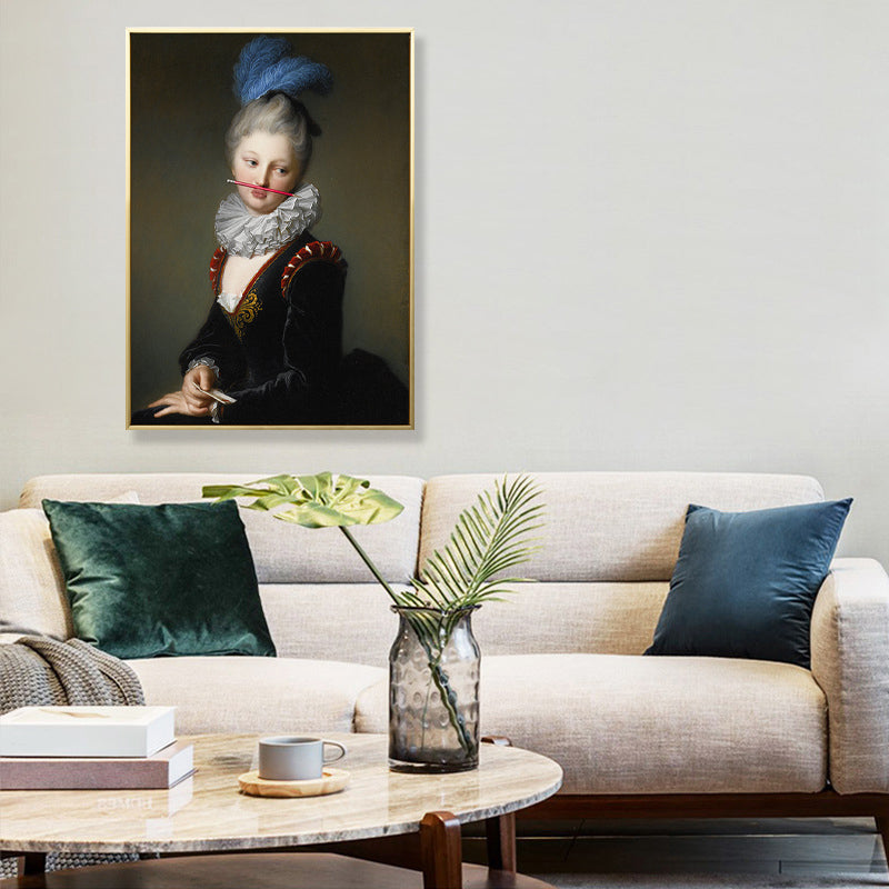 Brehn | Pop Art Junge Dame Leinwanddruck Esszimmer Wanddekoration in Rot und Schwarz, mehrere Größen