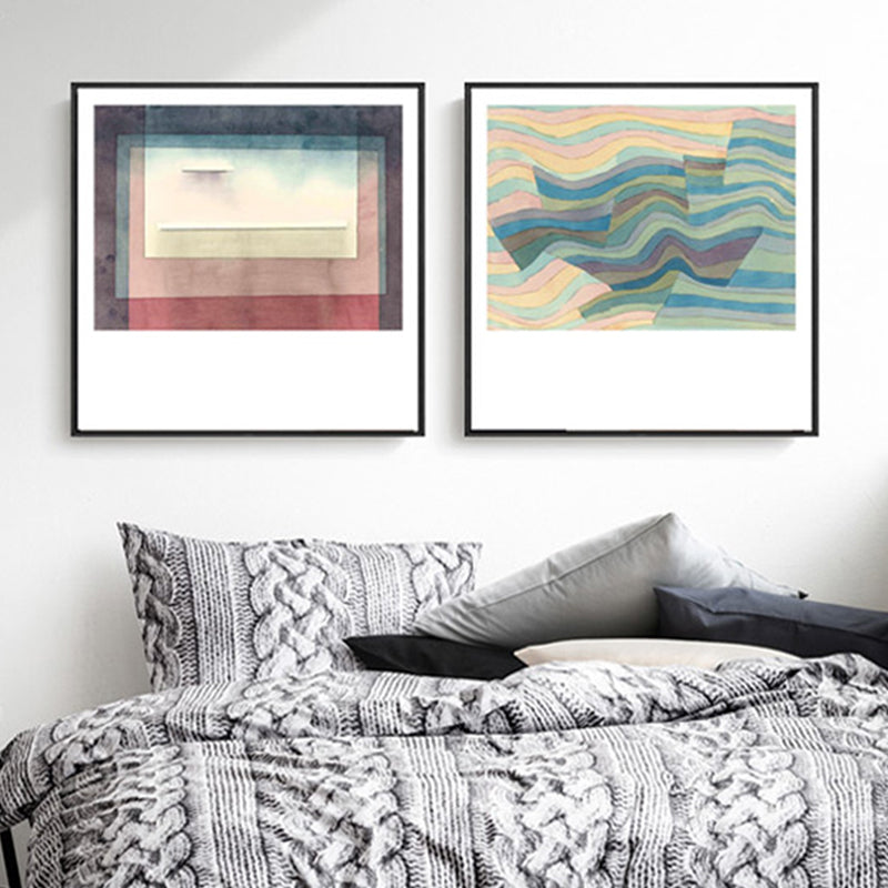 Brehn | Lapped Geometry Leinwanddruck Texturiert Moderner Kunststil Schlafzimmer Wanddekor in Sanften Farben