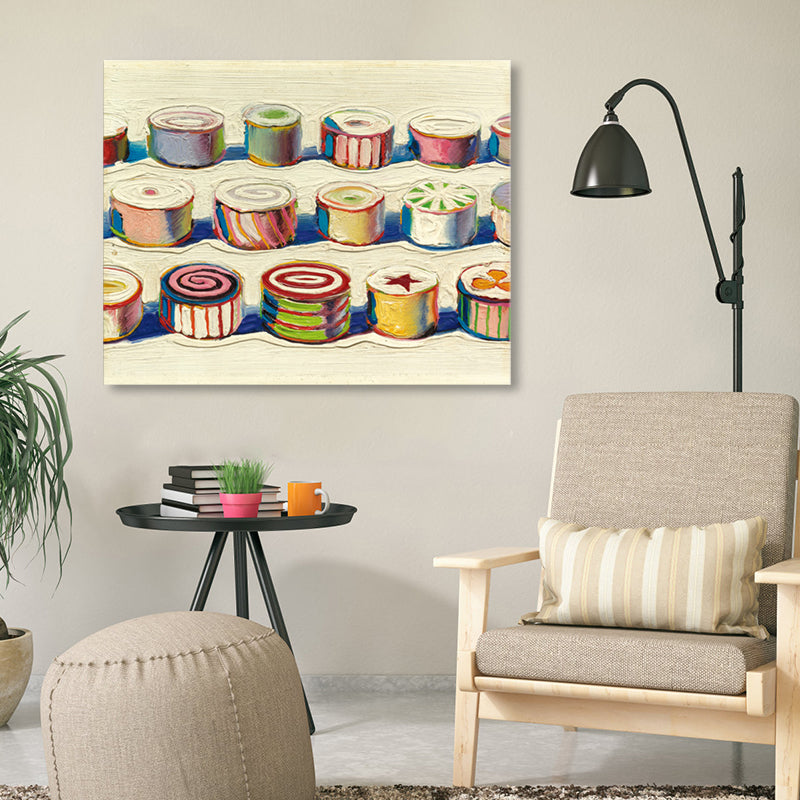 Brehn | Leckeres Schweizer Rolle Eingewickelt Leinwand Texturiert Pop Art Mädchen Schlafzimmer Wanddekoration in Pink