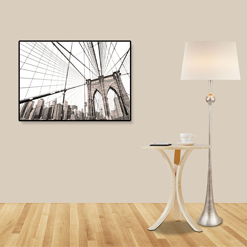 Brehn | Lichtfarbe Brücke Wanddekor Gebäude Moderne Texturierte Leinwand Wandkunst für Spielzimmer