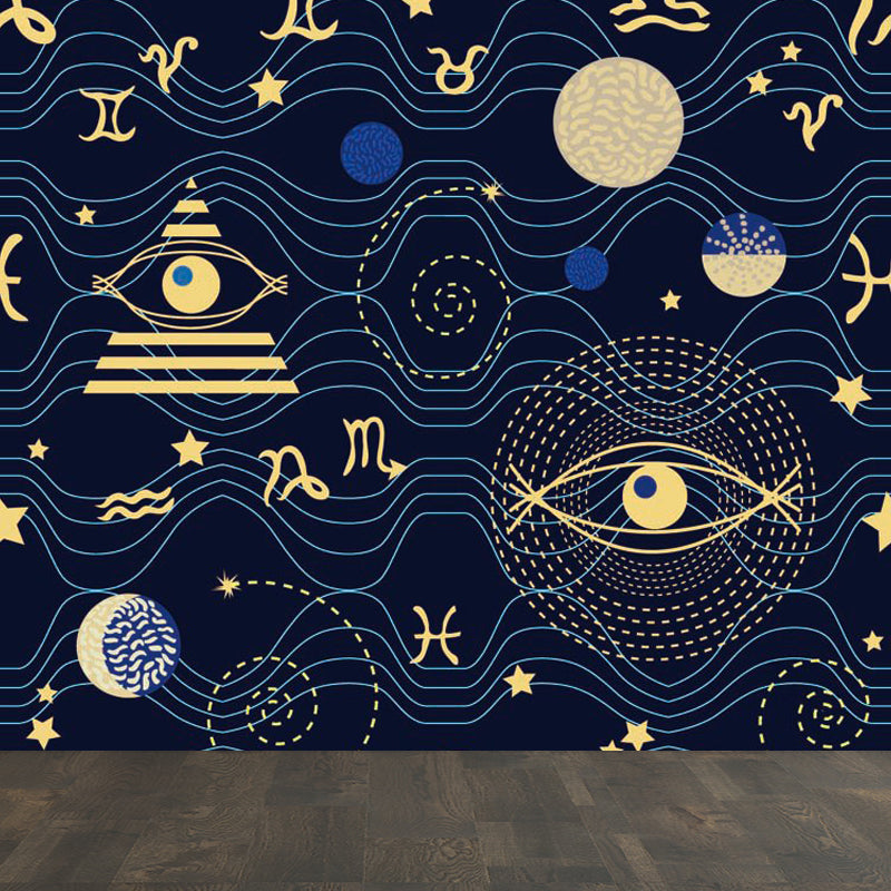 Brehn | Pastel kleur Moderne wandschildering Behang Universum landschap Wandbekleding voor gastenkamer