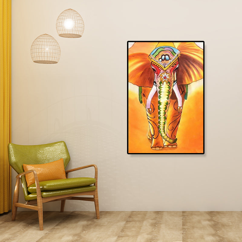 Brehn | Asiatischer Stil Elefant Kunstdruck Leinwand Texturiert Weiche Farbe Wanddekoration für Flur