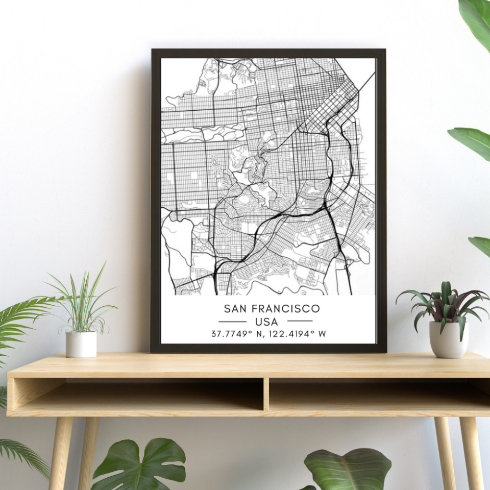 Stadtplan von San Francisco – Leinwandbild