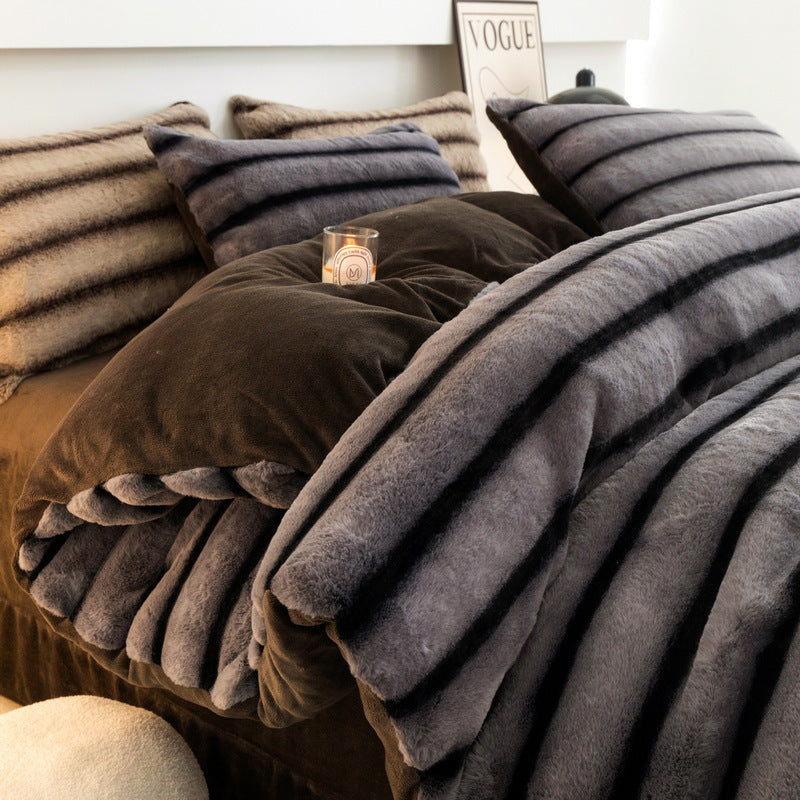 Winter-Bettwäsche-Set aus Milchfaser-Fleece, extra dick