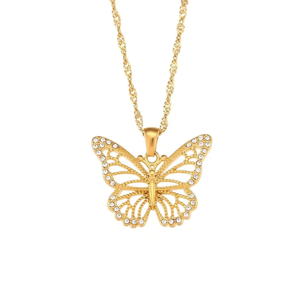 Brehn | 18k Diamant Akzent Schmetterlingshalskette