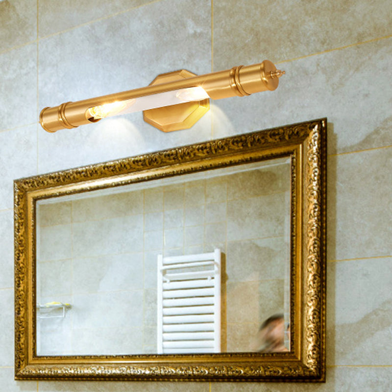 Messing-Poll Wandmontierte Vanity-Leuchte Retro Metall 14"/18" Breite 2 Glühbirnen Badezimmer Wandleuchte Beleuchtung | Brehn